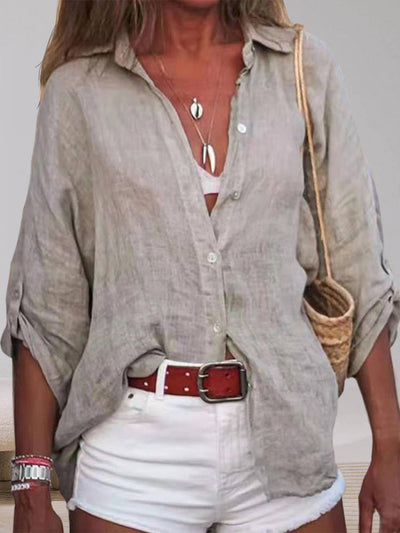 Casual Solid Color Linen Tops