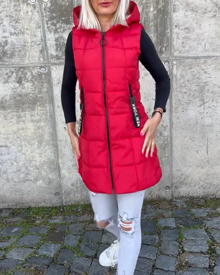 Melina – Sleeveless Padded Coat with Zipper