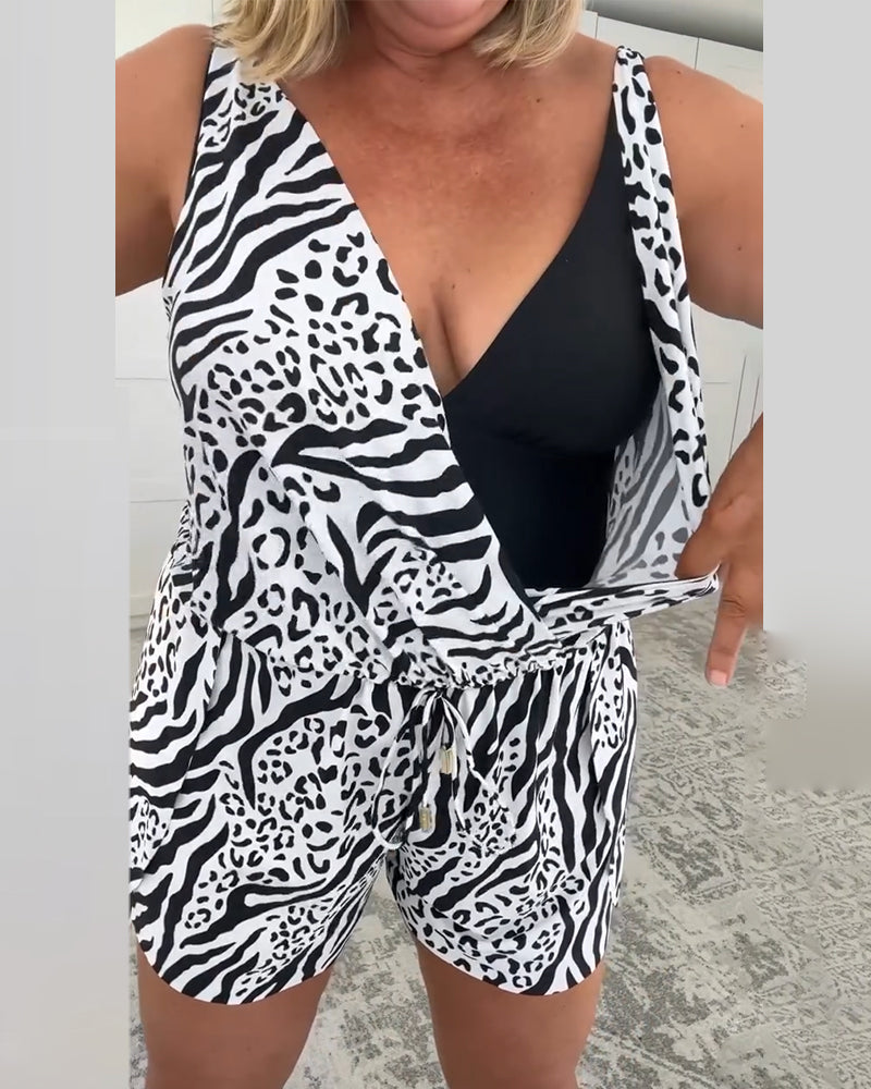 Alexa | Slim Fit Swimsuit With Zebra Print