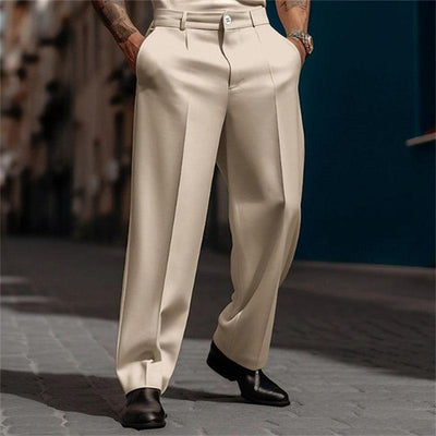 Men's Business Solid Color Slant Pockets Straight-Leg Suit Pants