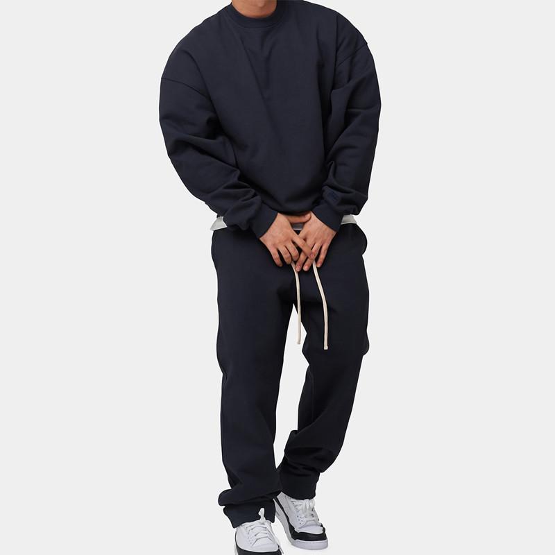 Men's Solid Loose Sweatshirt Set