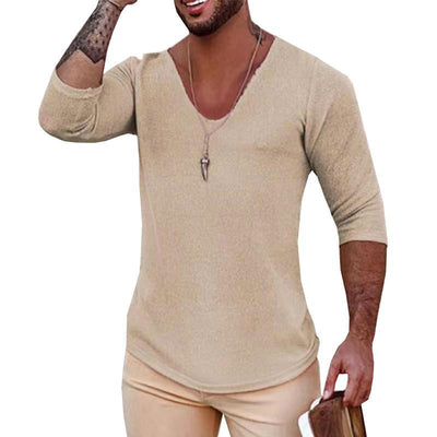 Men's Casual Long-Sleeved Thin V-Neck Knitwear