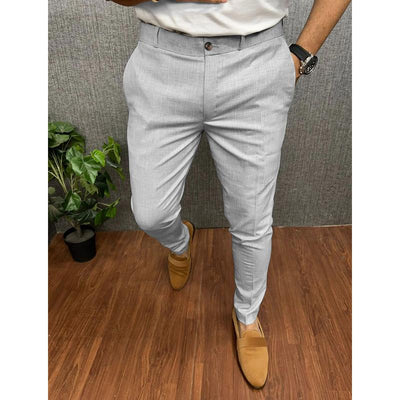 Men's Solid Color Casual Slim Straight Pants