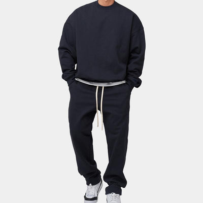 Men's Solid Loose Sweatshirt Set