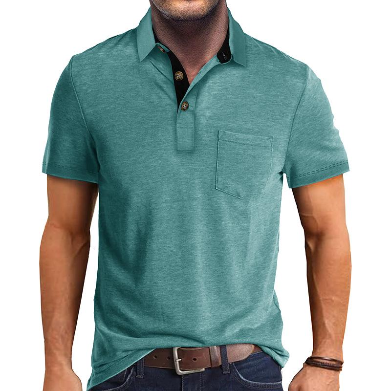 Men's Casual Lapel Patch Pocket Short Sleeve Polo