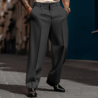 Men's Business Solid Color Slant Pockets Straight-Leg Suit Pants