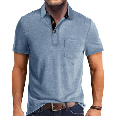 Men's Casual Lapel Patch Pocket Short Sleeve Polo