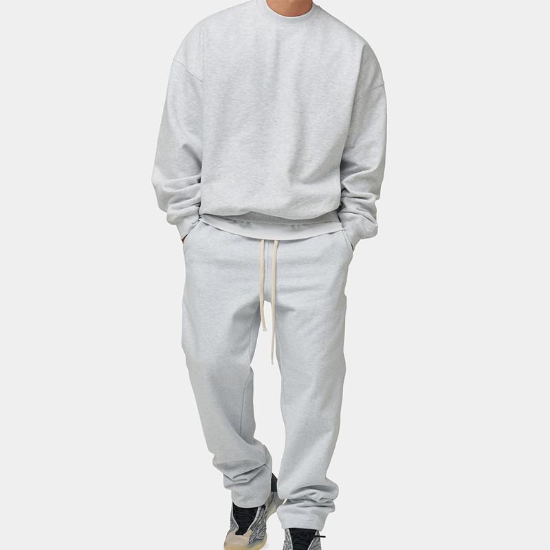 Men's Solid Loose Sweatshirt Set