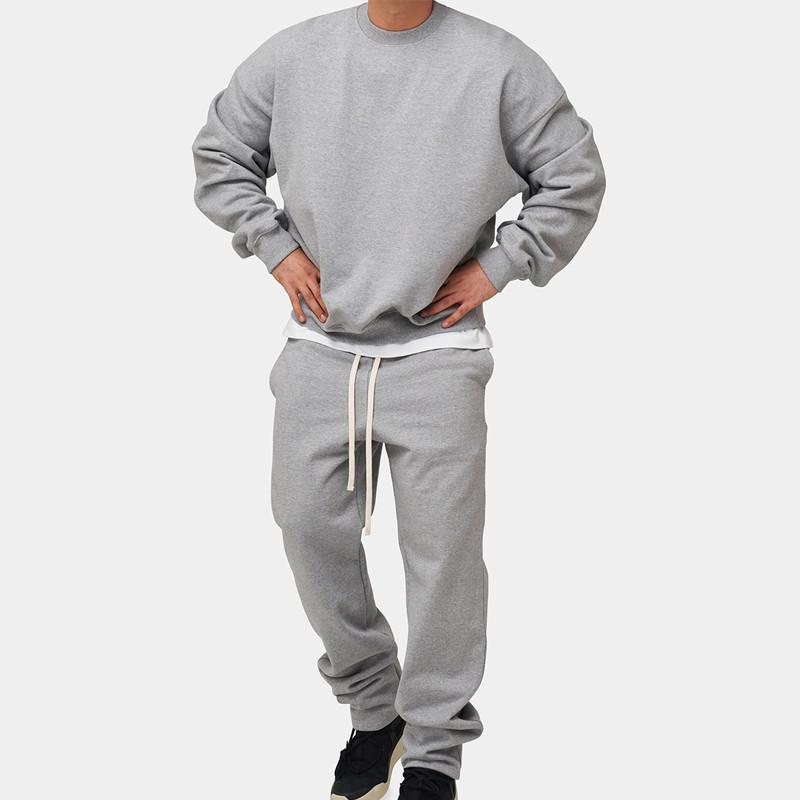 Men's Solid Loose Sweatshirt Set