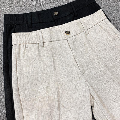 Men's Solid Color Slim Fit Linen Trousers