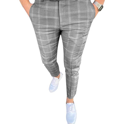 Men's Business Casual Plaid Trousers