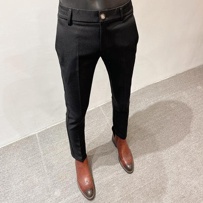 Men's Solid Color Slim Fit Linen Trousers