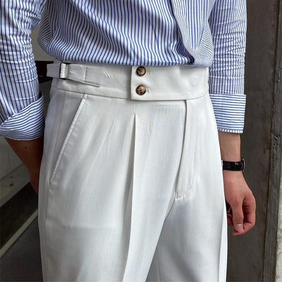 Men's British Style Drape High Waist Straight Pants