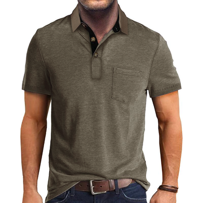 Men's Casual Lapel Patch Pocket Short Sleeve Polo