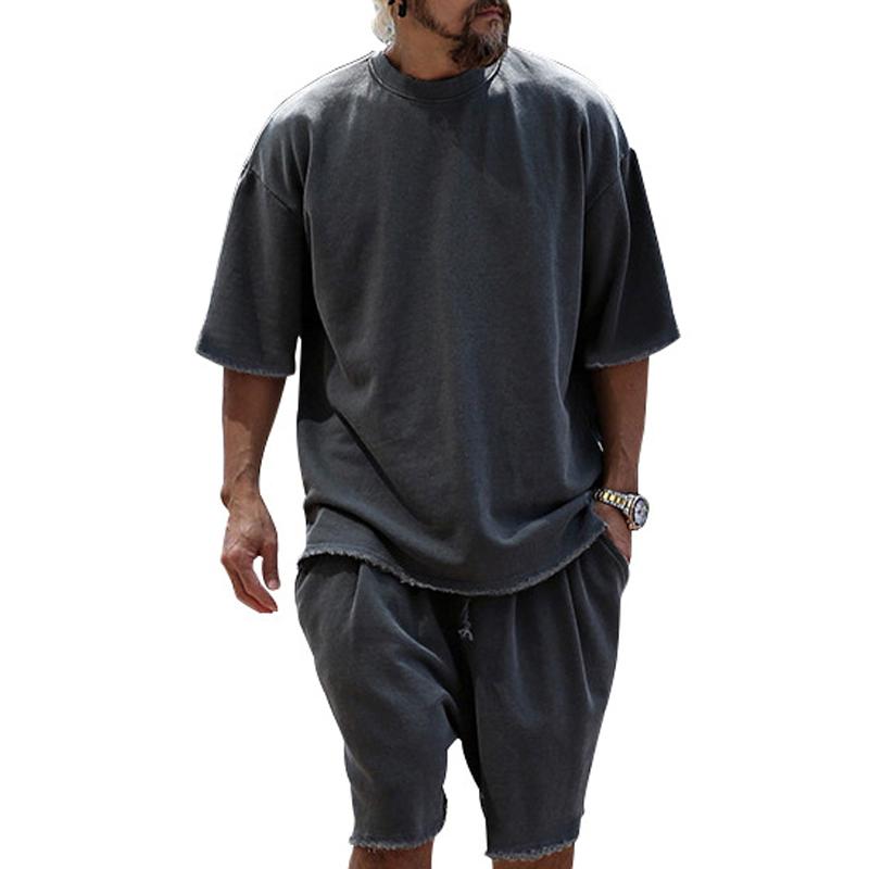 Men's Fashion Loose Short Sleeve T-shirt and Shorts Set