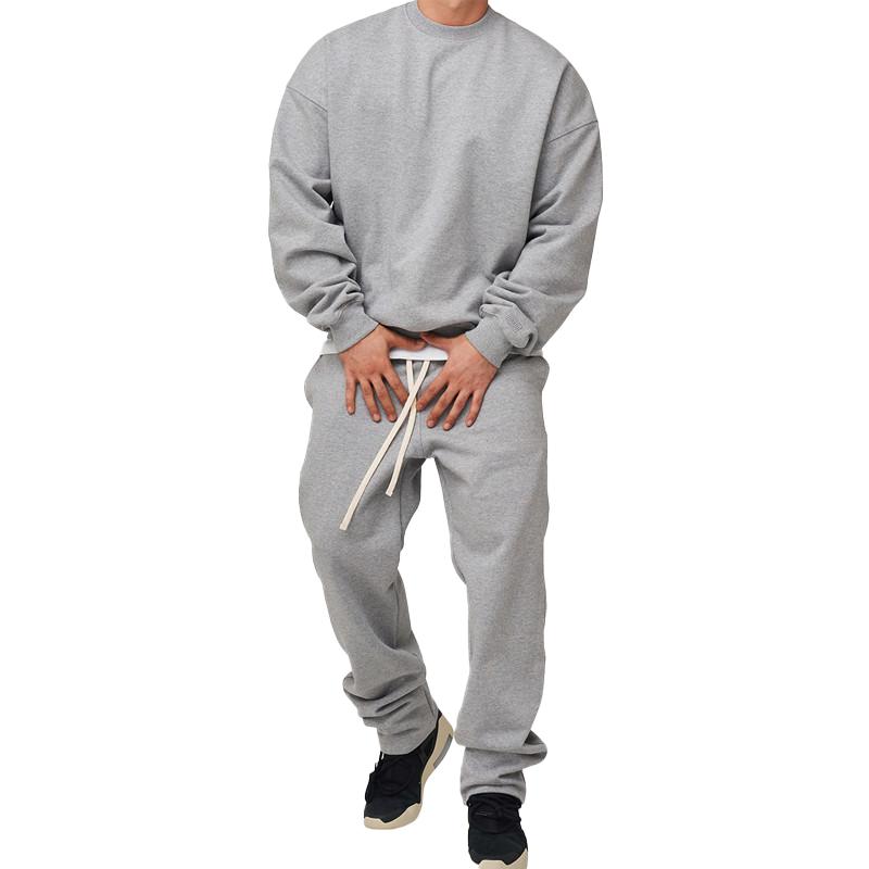 Men's Solid Loose Sweatshirt Set