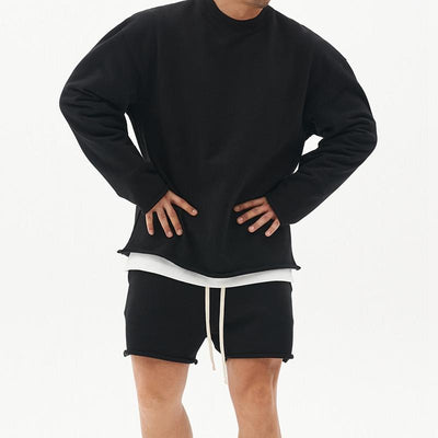 Men's Fashion Rolled Sweatshirt Shorts Set