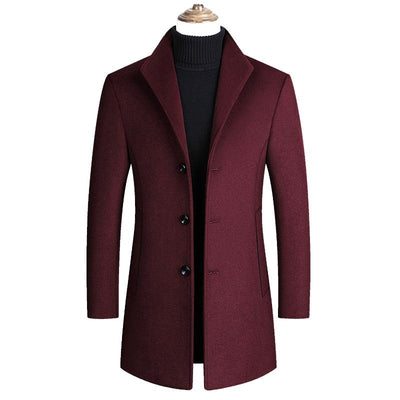 Men's Lapel Single Breasted Woolen Coat