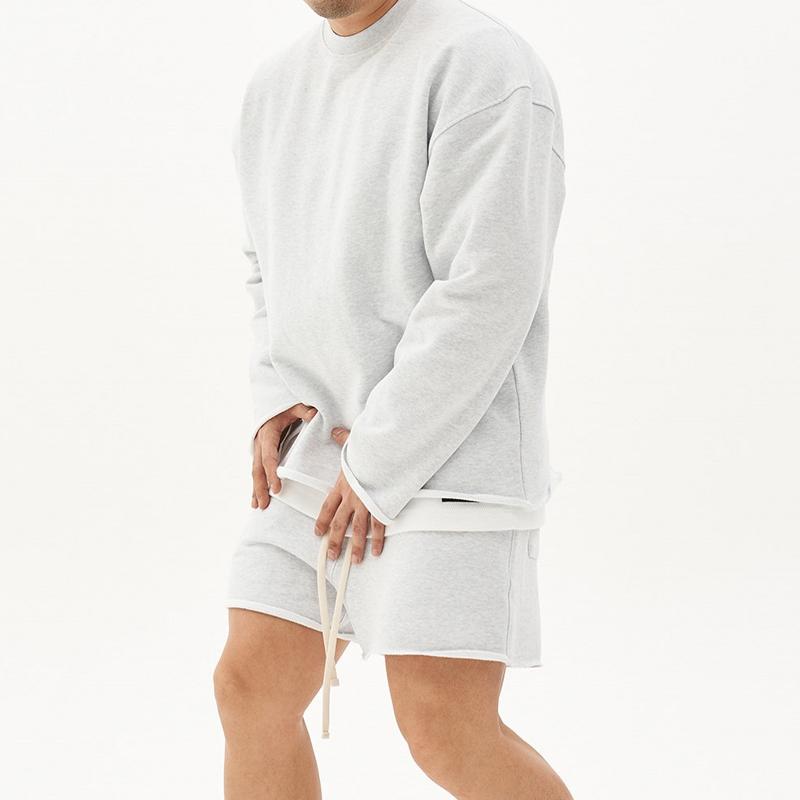 Men's Fashion Rolled Sweatshirt Shorts Set