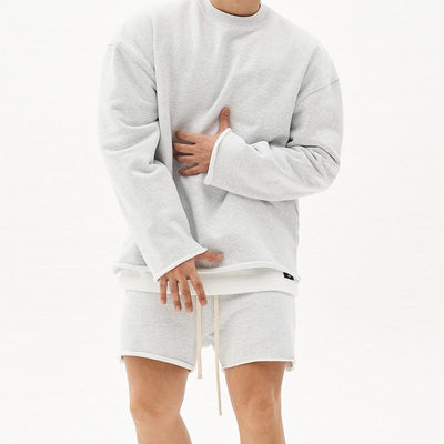 Men's Fashion Rolled Sweatshirt Shorts Set