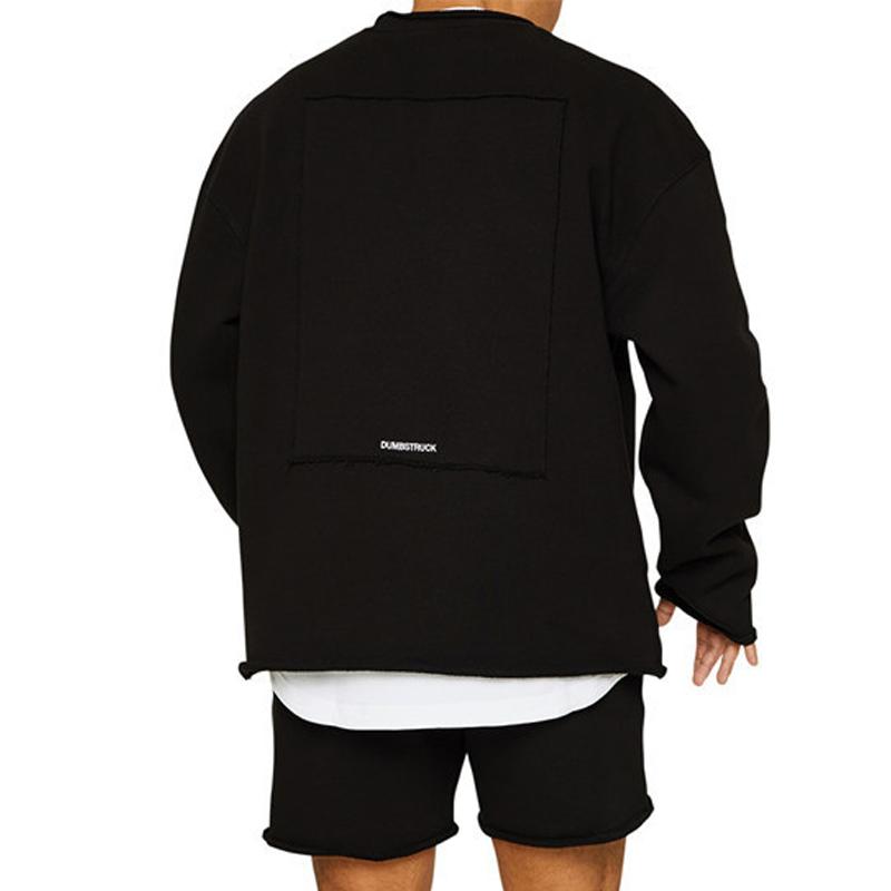 Men's Fashion Solid Color Loose Rolled Sweatshirt Shorts Set