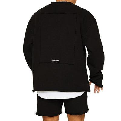 Men's Fashion Solid Color Loose Rolled Sweatshirt Shorts Set