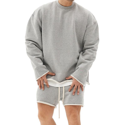 Men's Fashion Rolled Sweatshirt Shorts Set