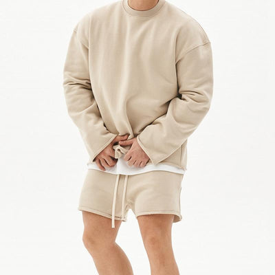 Men's Fashion Rolled Sweatshirt Shorts Set