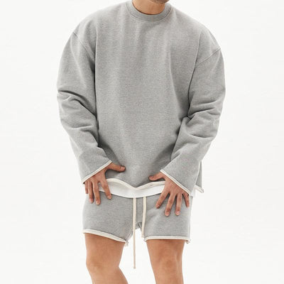 Men's Fashion Rolled Sweatshirt Shorts Set