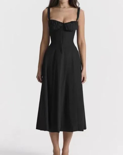 Ruffle Hem Cami Plain Midi Dress