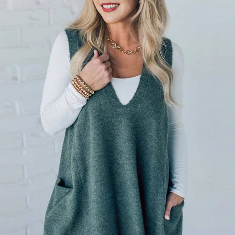 Ovidia – Relaxed Knit Vest with Pockets