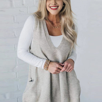 Ovidia – Relaxed Knit Vest with Pockets