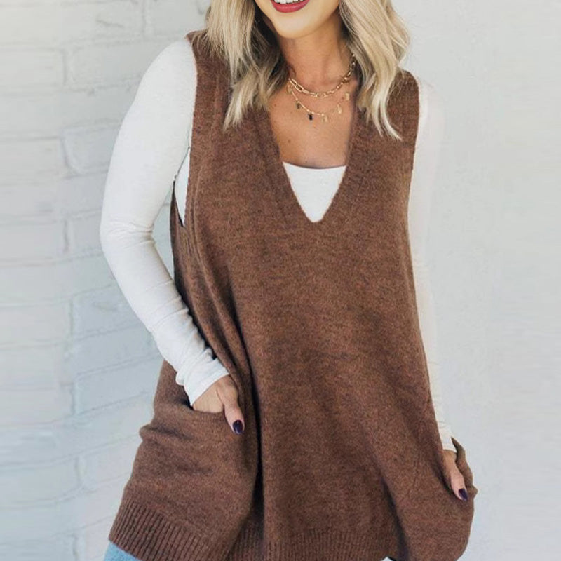 Ovidia – Relaxed Knit Vest with Pockets