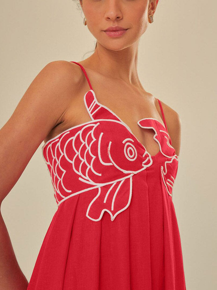 Lucille™ | Fish Top Linen Blend Maxi Dress
